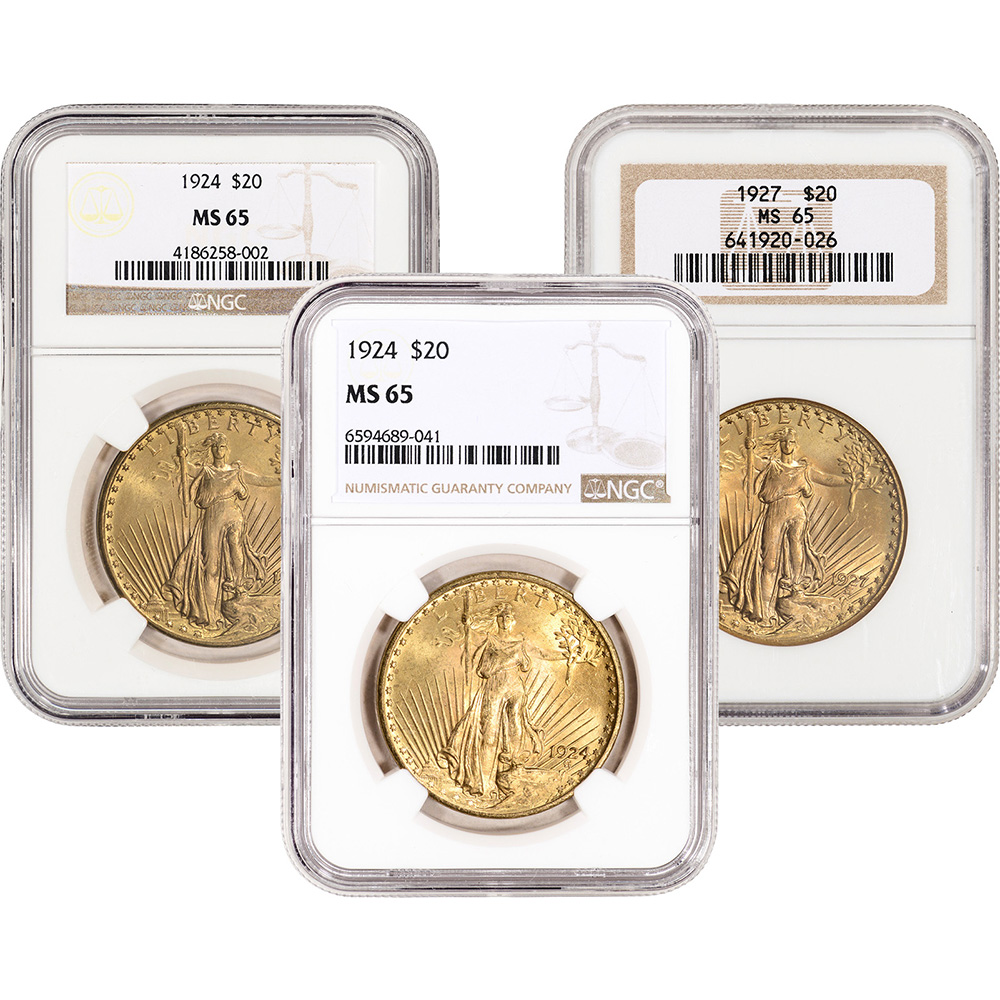 US Gold $20 Saint-Gaudens Double Eagle - NGC MS65 - Random Date